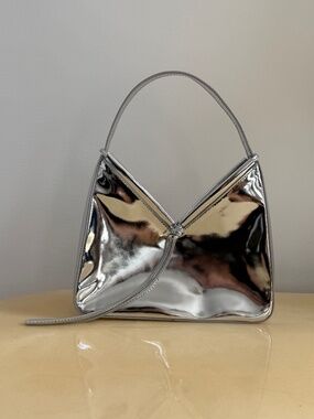 Silver Mirror Top-Handle Mini Bag